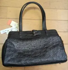 や*ー様 オーストリッチ　ハンドバッグ　ブラック　30×18 未使用品