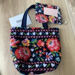 新品フェイラーチロリアンフラワーネイビー