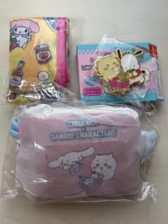 【3点セット/定価価格】ちいかわサンリオキャラクターズ財布ピンバッジエコバック