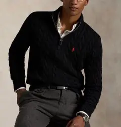 RALPH LAUREN ケーブルニットハーフジップサイズS