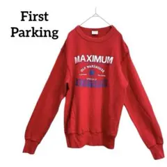 メンズ トレーナー　スウェット M 赤　ゆったり　ストリート　ロゴ プリント
