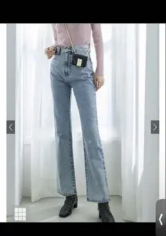 ハイウエストセミフレアデニムパンツ[cu289]