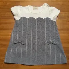 ☆子供服大幅値下げ中trois lapins ストライプリボンワンピース90cm