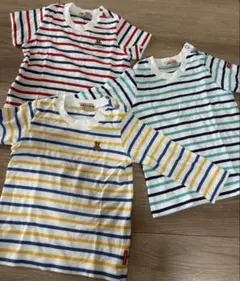ミキハウス ボーダー柄　ロンT2枚と半袖Tシャツ 3枚セット 80