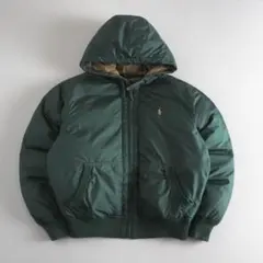ラルフローレン　ダウンジャケット　グリーン　フーディ　肉厚　美品