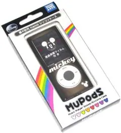 4世代 iPod nano ミッキー シリコンケース保護フィルム付BK/WH