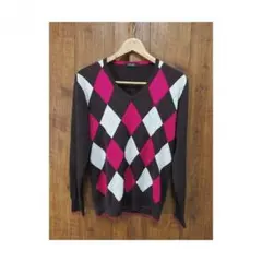 ☆バーバリー ブラックレーベル Vネック ニット/長袖/メンズ/2☆茶