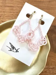 水引　連続あわじ結び　ピンク　イヤリング
