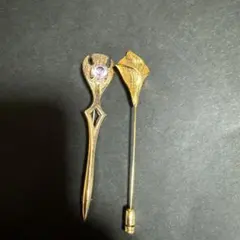 ブローチ 2点セットゴールドカラー ラインストーン カジュアル ヴィンテージ