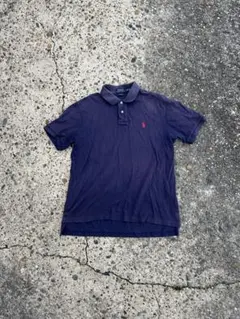 ラルフローレンポロシャツネイビーサンフェードy2kストリートスケーターお兄系