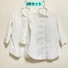 ユニクロ　レディース　七分袖　ワイシャツ ブラウス　白　ホワイト　2枚セット