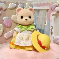 【美品】シルバニア あげたてドーナツ屋さんセット クマ お母さん 人形 帽子