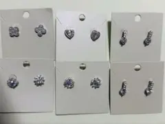 お得❗️クリスタルピアス6個セット　シルバーまとめ売り　個数指定可能