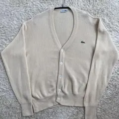 【80s】LACOSTE ラコステ 文字ワニ ウール ニット カーディガン 畦編のサムネイル