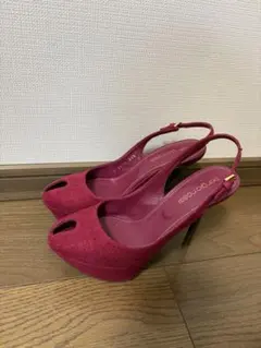 sergio rossi オープントゥバーガンディ スリングバック ハイヒール