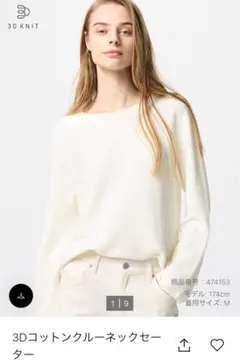 3Dコットンクルーネックセーター