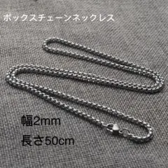 男女兼用 ボックスチェーン ステンレス ネックレス シルバー 幅2mm 50cm