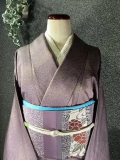 未着用　作家もの　訪問着　たたき染め　カラーの花　葉影　着物　052a p 濱本信博作 たたき染 特選訪問着【菊の花】 濱本信博作 たたき染