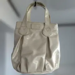 Harrods（ハロッズ）バルーントートバッグ ベージュ エナメル調 ミニトート