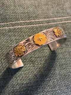 ゴローズ ローズ 平打ちブレス バングル goro's（ゴローズ） ローズ平打ちブレスS バングル シルバー/ゴールド