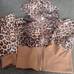 ヒョウ柄 フード付きパーカー
