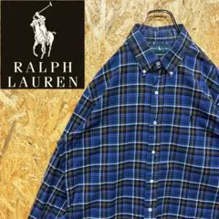 送料無料 ラルフローレン 刺繍ロゴ レアカラー ゆるだぼ00s チェック シャツ