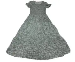 ZARATU フラワープリント ロングワンピース Mサイズ グリーン　美品