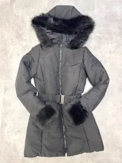 GRL グレイル ベルト付き ファーダウンコート ブラック S