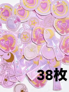 新作★【f203】魔法少女38枚ハンドメイドフレークシール紙モノ