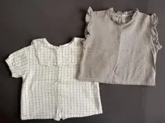 フリル付きチェック柄半袖シャツ2枚セット