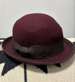 milsa バーガンディ ウールハット リボン　57.5cm 中古