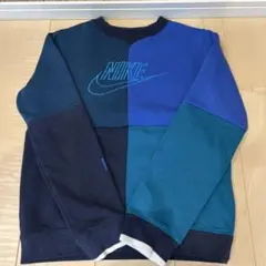 NIKE トレーナー　パッチワーク ネイビー×ブルー