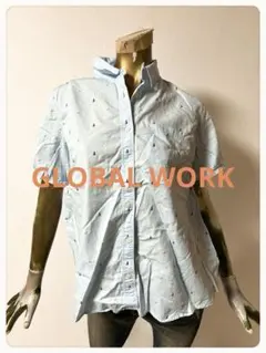 ☘️T23202☘️GLOBAL WORK shuca 水色 半袖シャツ Lのサムネイル