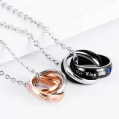 ペアネックレス サージカルステンレス316L ピンクゴールド ブラック