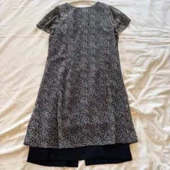 marie claire 総柄 ワンピース レイヤード風 半袖 M 上品のサムネイル