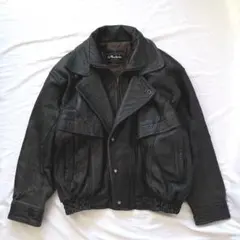 A-2 本革 ラムレザー　フライトジャケット 裏地派手柄　黒　短丈　ライダース