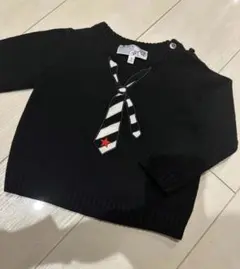 アニエスベー ネクタイプリント　ニット