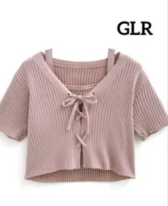 GRL レースアップニット アンサンブル 半袖 ピンク Mのサムネイル