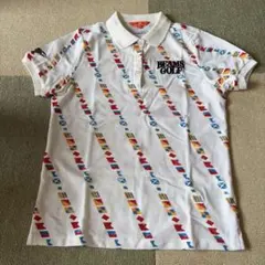 BEAMS GOLF レディース ポロシャツ フラッグ柄 ホワイト Mのサムネイル