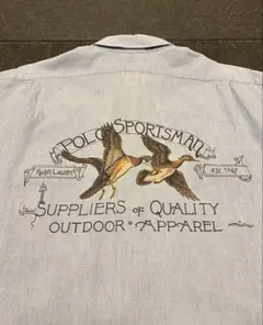90s　POLO SPORTSMAN　ラルフ　バックプリント　シャンブレーシャツ