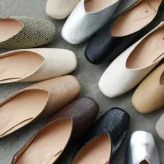 2WAY スクエアトゥ バブーシュ Ｖカット フラットパンプス