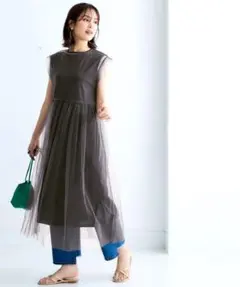 旬!!『チュールワンピース＋ノースリーブカットソーワンピース』