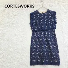 CORTESWORKS　総レース花柄ワンピース ネイビー　パーティー　結婚式のサムネイル
