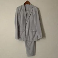 COMME CA ISM グレー ストライプ カジュアルスーツ セット