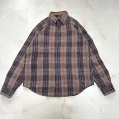 ネルシャツ チェック L 厚手 ベージュ vintage カジュアル