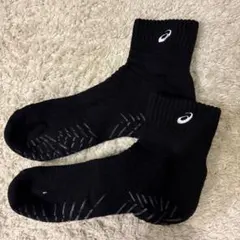 アシックス ブラック ショートソックス　25-27cm