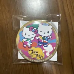 ハローキティ 缶バッジ ユニバーサル・スタジオ・ジャパン 25周年