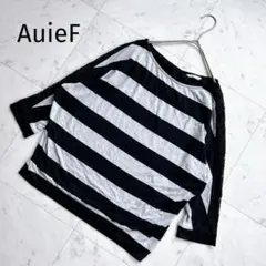 AuieF ボーダー柄 レース切り替え 半袖カットソー サイズ38 ゆるだぼのサムネイル