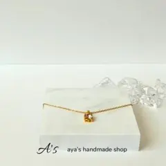 【ストーン選べる】汗に強いサージカルステンレスネックレス　ゴールド