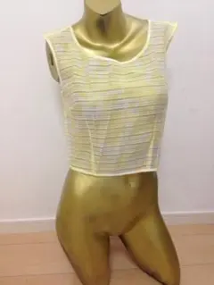 【1070】rienda シアー ボーダー ノースリーブ トップス M